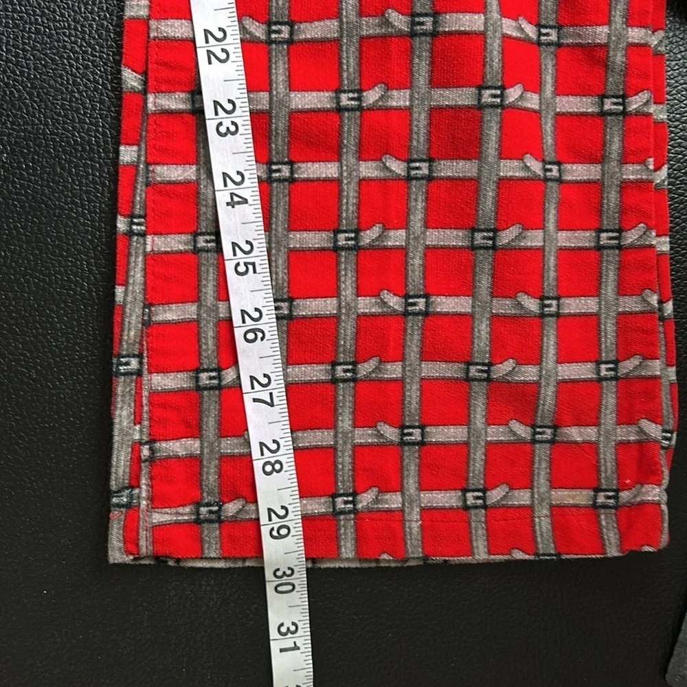 Dolce and Gabbana Velvet Pants Belt Check Print Red Checkered Womens Y2K D&G 10 - Picture 13 of 13